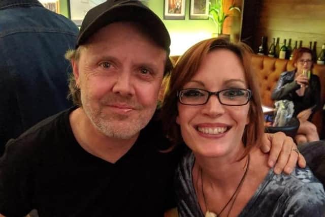 Jess Cope with Metallica drummer Lars Ulrich - she made a video for their song Inamorata.