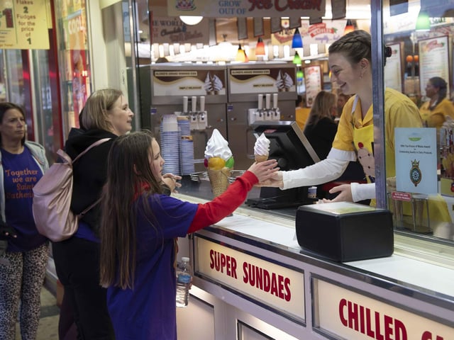 An early morning ice cream for a young Sunrise walker.