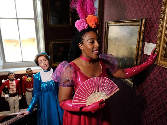 The cast enjoying the Art Gallery.