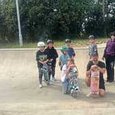 Some of the skateboarders attending the summer camp at Filey Skatepark today