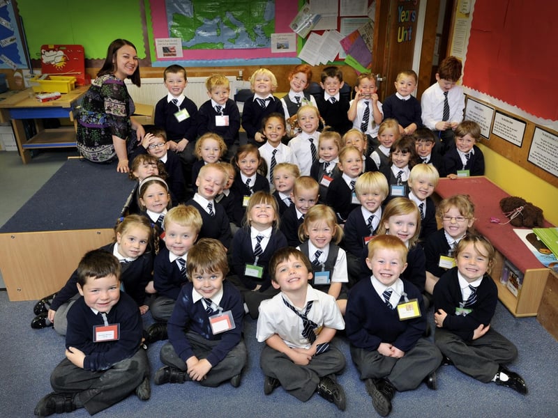 2010. St Martins School two reception classes, with teacher Angela Smith(L). Teacher Sabrina Bortoft not pictured.