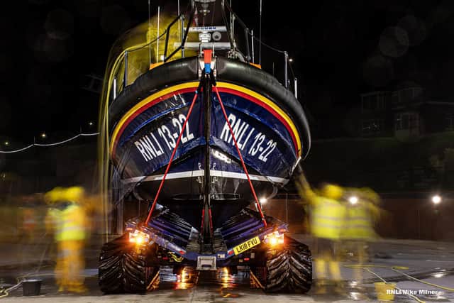 Bridlington all-weather lifeboat (ALB) ‘Antony Patrick Jones’ wash down. Credit: RNLI/Mike Milner