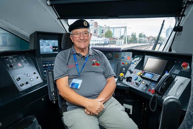 Denis Scaife in the cab of the train that would start his challenge.