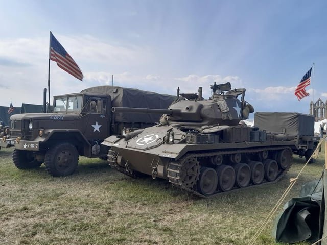 Military vehicles on show.
