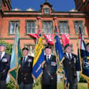 Standard bearers at the flag raising for Armed Forces Day in Scarborough