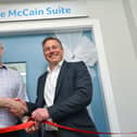 Hospice Business Development Officer Peter Beard and Andy Hoff, MD McCain, outside the suite. photo: Richard Ponter