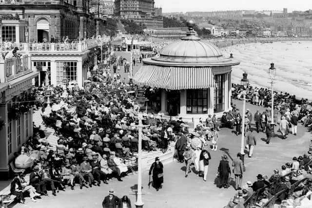 An archive image from the early 20th century of crowds gathered as the Scarborough Spa Orchestra plays. (Pic credit: North Yorkshire Archives)