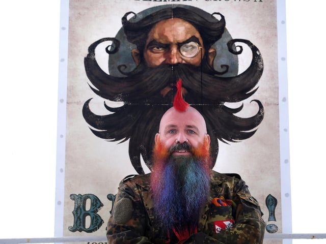 Neil Loggie showing his colourful beard.picture: Richard Ponter