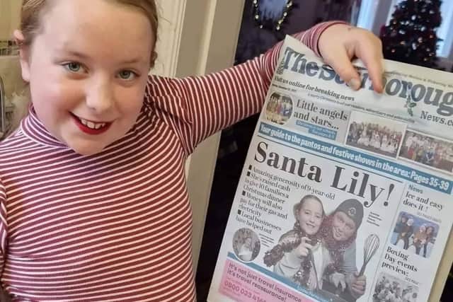 Lily made the Scarborough News' front page at Christmas in 2022