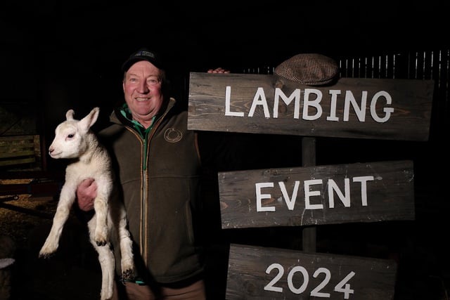 Farmer Percy Warters with one of the lambs.
