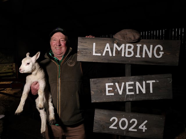 Farmer Percy Warters with one of the lambs.