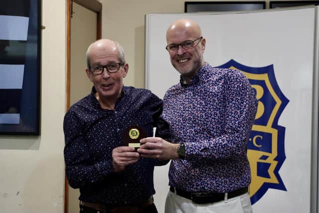 Martin McPheat, left, won two awards at the BRR trophy night.