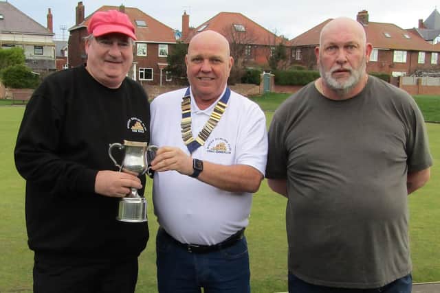 From left, Winter Championship winner Kenny Wale, Whitby BC's Emmo Emmerson and runner-up Kevin Gates.