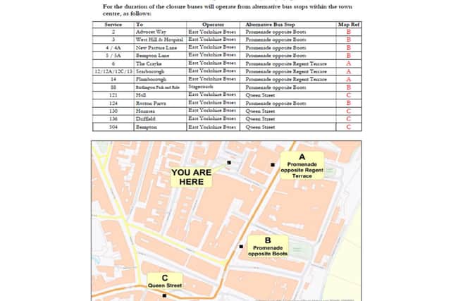 The alternative bus routes in operation during the two-day scheme.