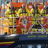 From left: Matt Sharpe, Coxswain Howard Fields, Mechanic Richard Dowson, Keith Attridge and Ally Brisby.
picture: Ceri Oakes / RNLI