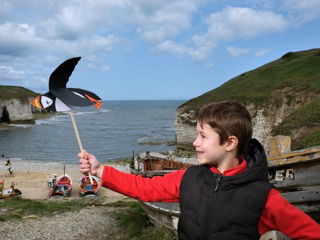 Finlay with his puffin that he crafted in the workshop.