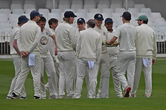 Scarborough CC celebrate a wicket in their home win against Hornsea. Photo by Simon Dobson