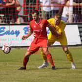 Lewis Dennison was on target in the 1-1 home draw against Long Eaton United on the opening weekend of the season.