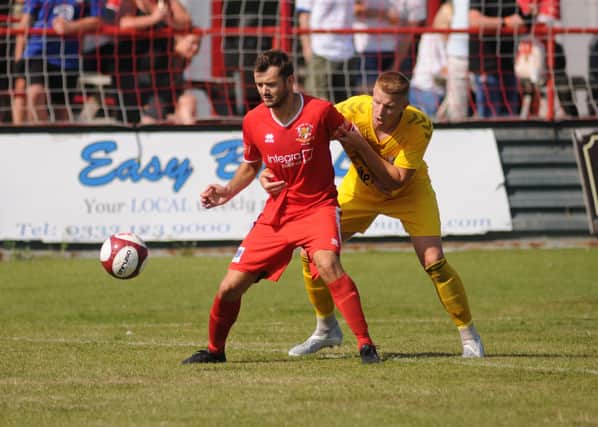 Lewis Dennison was on target in the 1-1 home draw against Long Eaton United on the opening weekend of the season.