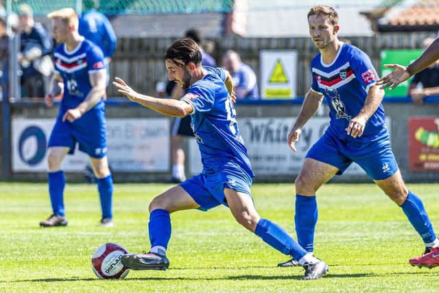 Layton Watts on the attack for Whitby against Hartlepool. Photo by Brian Murfield