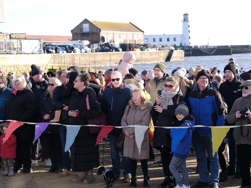 The crowd watch the participants