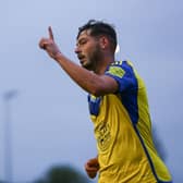 Stephen Walker celebrates scoring the winner for Boro at Bridlington Town. Photo by Zach Forster