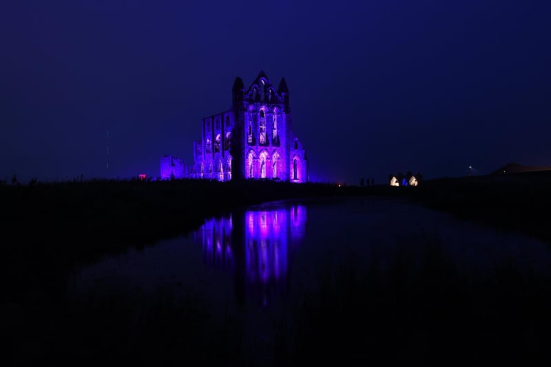 Whitby Abbey bathed in an eerie purple light.
picture: Jonathan Gawthorpe.