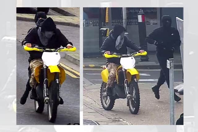 Those who recognise this pair, or their bike, need to contact Humberside Police. Photo courtesy of Humberside Police.