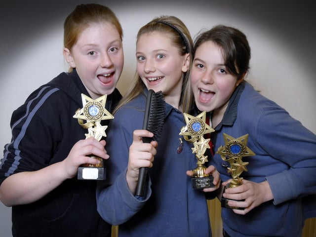 Next stop the X Factor?! Singing Guides Sophie Ball,12 (L), Antonia Wilson, 12, and Laura Povey, 13 have won through to the regional finals of Search for a Guiding Star comp'. They are members of the 15th Scarborough (Emmanuel St John) Guides. 071393a