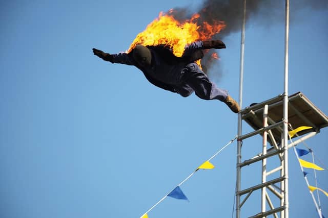 Flaming high dive from Stannage International Stunt Show