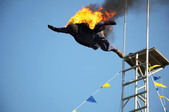 Flaming high dive from Stannage International Stunt Show