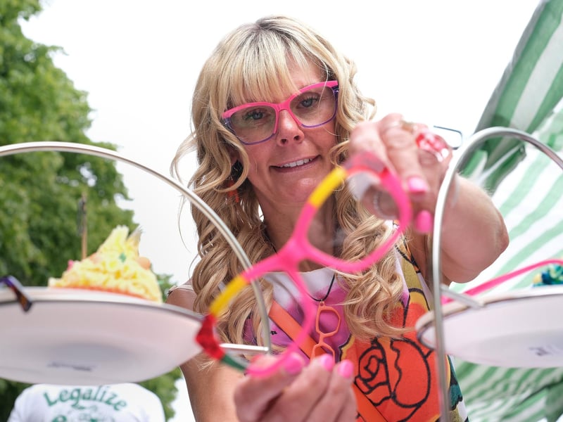 Sam Noble at her glasses stall.
