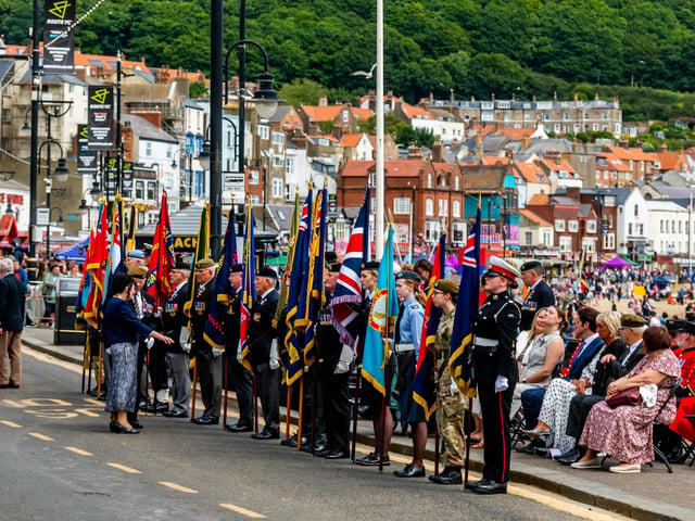 Inspection of the Standard-bearers at the start of the Scarborough Armed Forces Day.