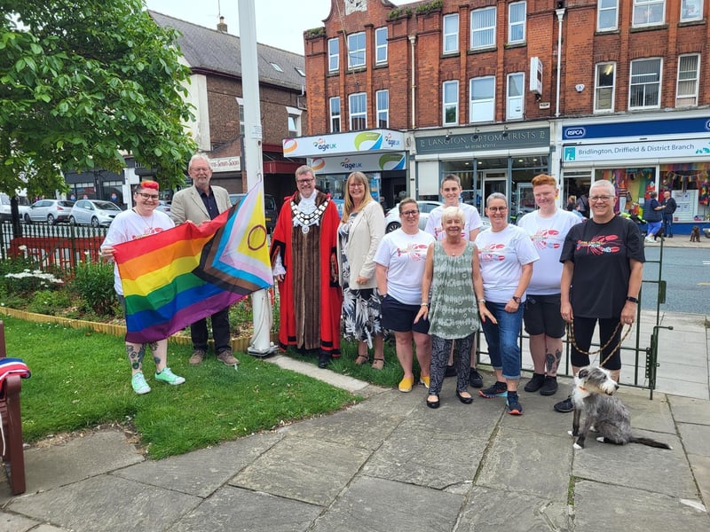 The weekend celebrations with the new mayor of Bridlington raising the Intersex inclusive pride flag at the War memorial.