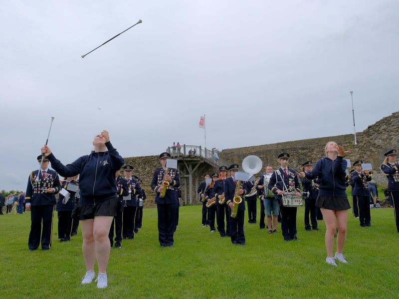 Østre Bærum Skolekorps play inside the inner bailey area at Scarborough Castle