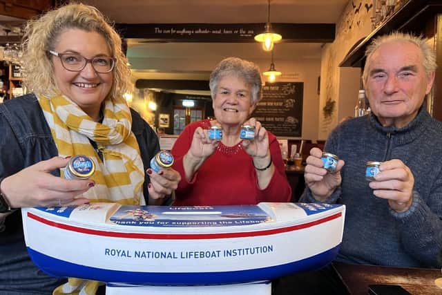The Friends of Whitby Lifeboat in the Endeavour Pub in Whitby where you can collect and drop off 5p pots.
Ceri Oakes / RNLI