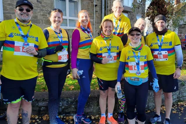 The Scarborough AC team line up at the Tadcaster 10-mile Road Race