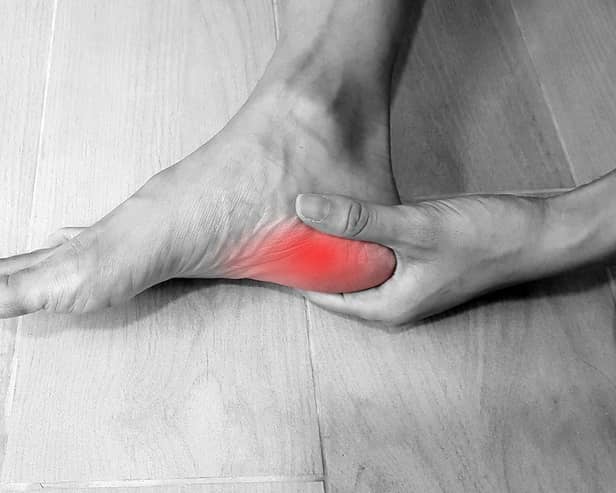 A painful heel may be the result of plantar fasciitis.