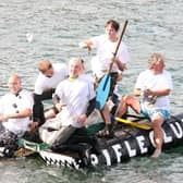 The Rifle Club team have fun in the Whitby Regatta raft race.