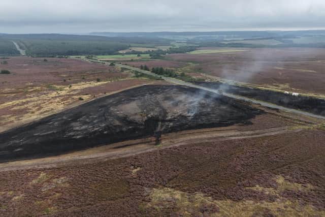 Drone pictures show the extent of the A171 fire close to the Flask Inn at Fylingdales - Image: Jade Jefferson