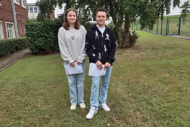 Eskdale School GCSE students Iris Whitehead and Finley Miller.