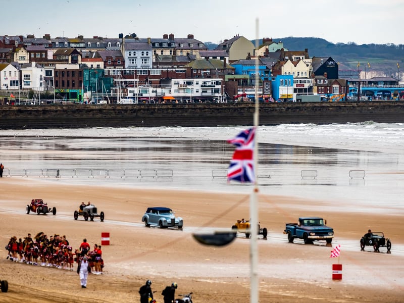 This years The Race the Waves Vintage Beach Race festival held on Bridlingon's south beach with over one hundred competitors taking part in the event from the early years of coastal motor racing to post-war American hot-rodders and drag racing culture. Picture By Yorkshire Post Photographer, James Hardisty. Date: 22nd April 2023.