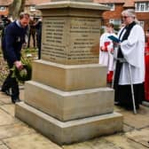 : Bridlington RNLI Coxswain, Steve Emmerson, lays a wreath at the Great Gale memorial at last years service. Photo: RNLI/MIke Milner