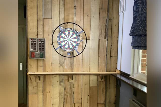 The freshly updated darts area.