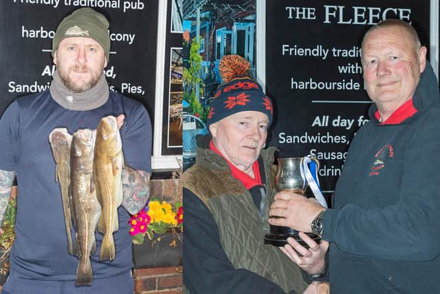 Wednesday's winner Rob Taylor, league winner Brian Harland & league secretary Peter Horbury