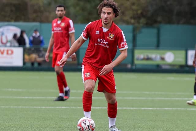 Hamza Hamdosh returned to Bridlington Town action as a second-half sub in the 1-1 draw at Ponte. Photo by ECmedia