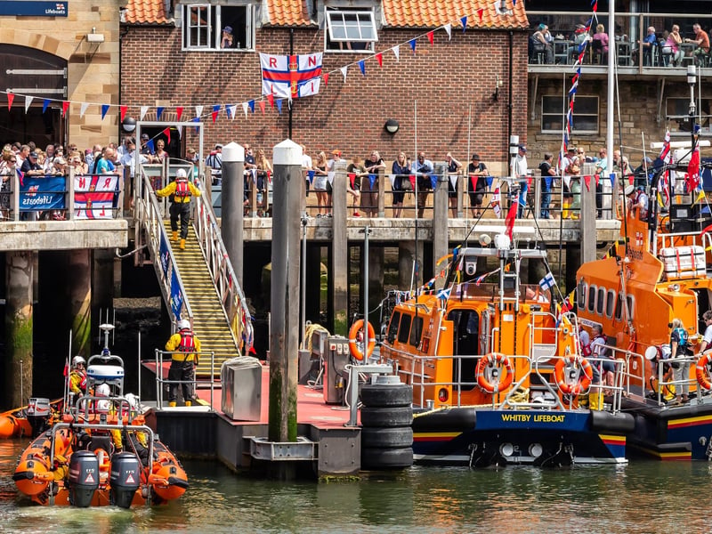 A crowd at the lifeboat station to see Lois Ivan.
picture: Brian Murfield