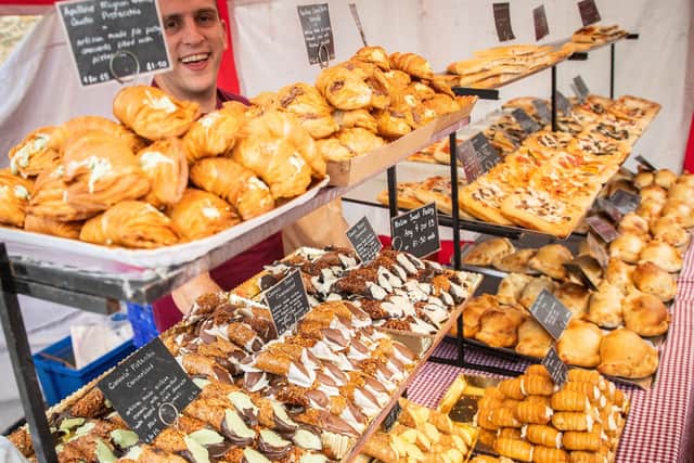 An array of mouth-watering goodies at Malton's monthly Food Market.