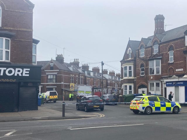 A heavy police presence at the scene.