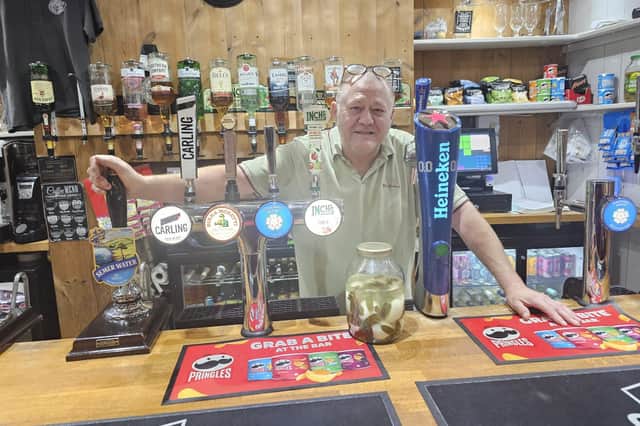 Tony Waddington with his minted pickled eggs at the Arncliffe Arms in Glaisdale